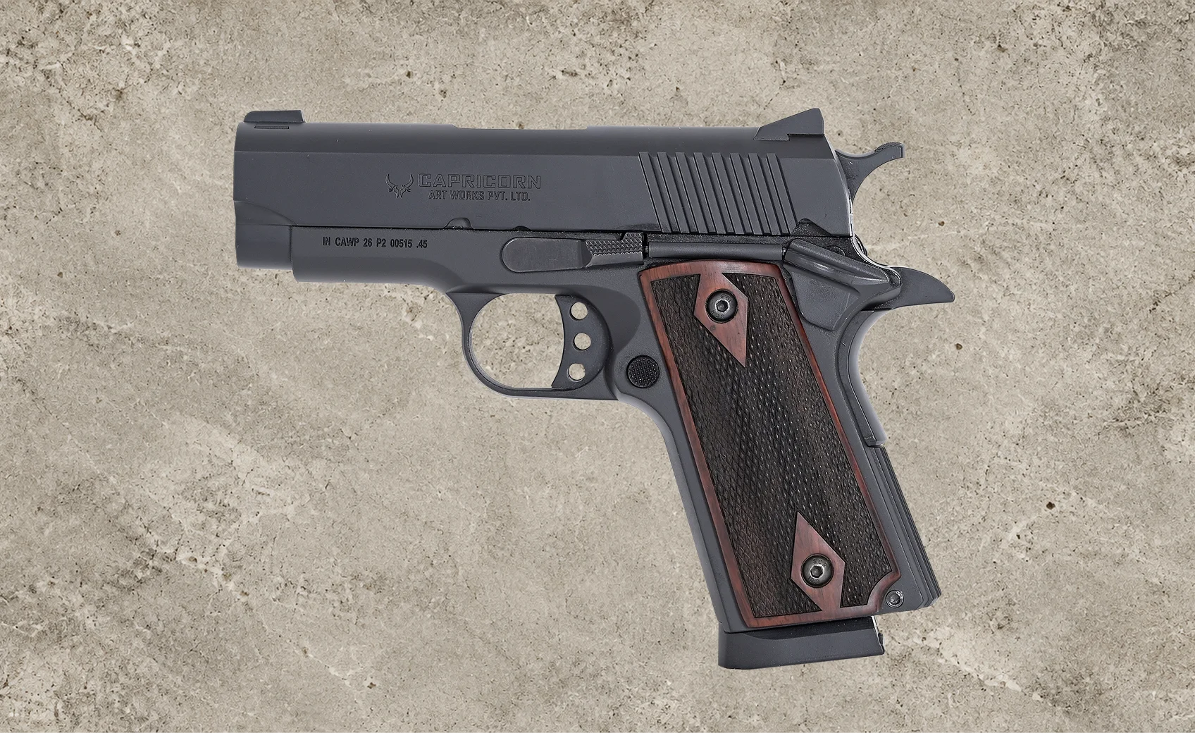 45 bore compact Base Cerakote Finish Wooden Grip